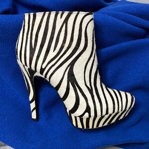 Steve Madden real pony hair zebra heel booties